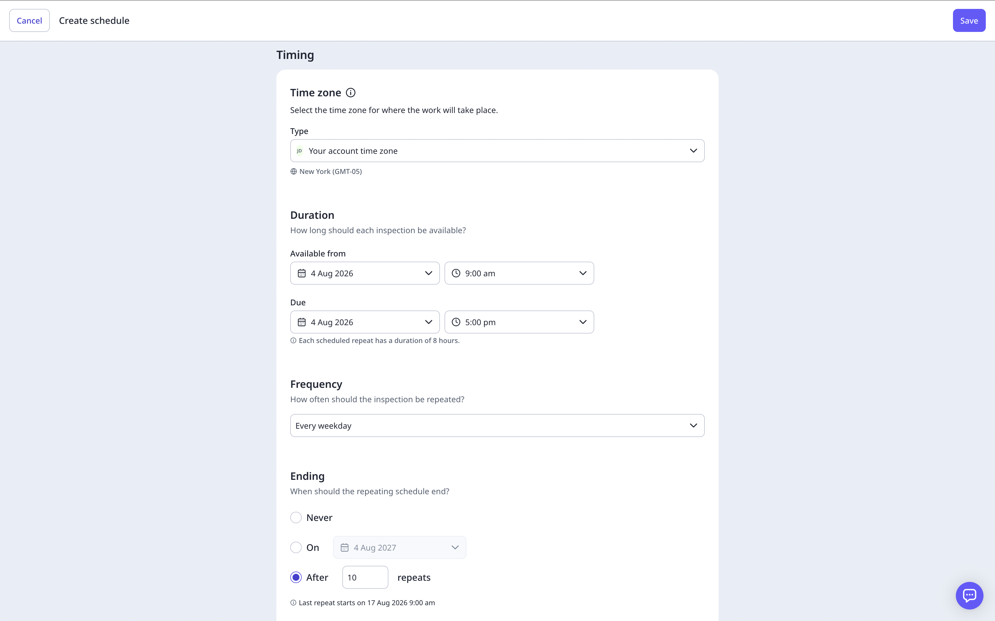 SafetyCulture schedule timing — a single account-level time zone
